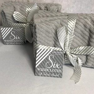 6 Washcloths Grey Gray NWT 2 sets